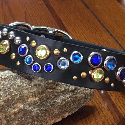 jeweled leather dog collars