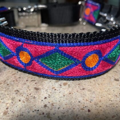 K-9 Training Collar - (Pink Emerald Jacquard Ribbon)